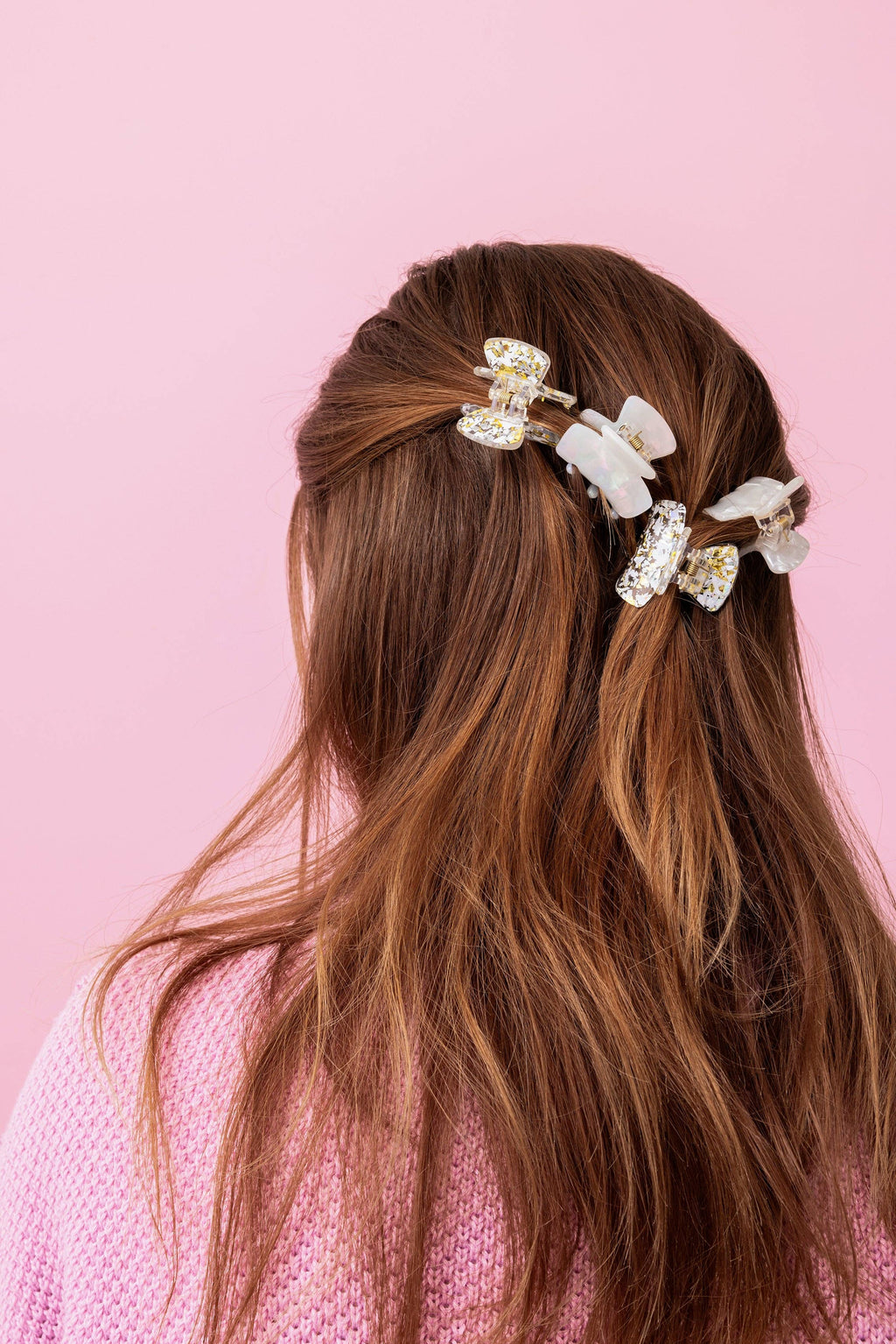 FOR FUN - Claw Hair Clip Set - Mini - Asst Pearl - 4 Pc Set