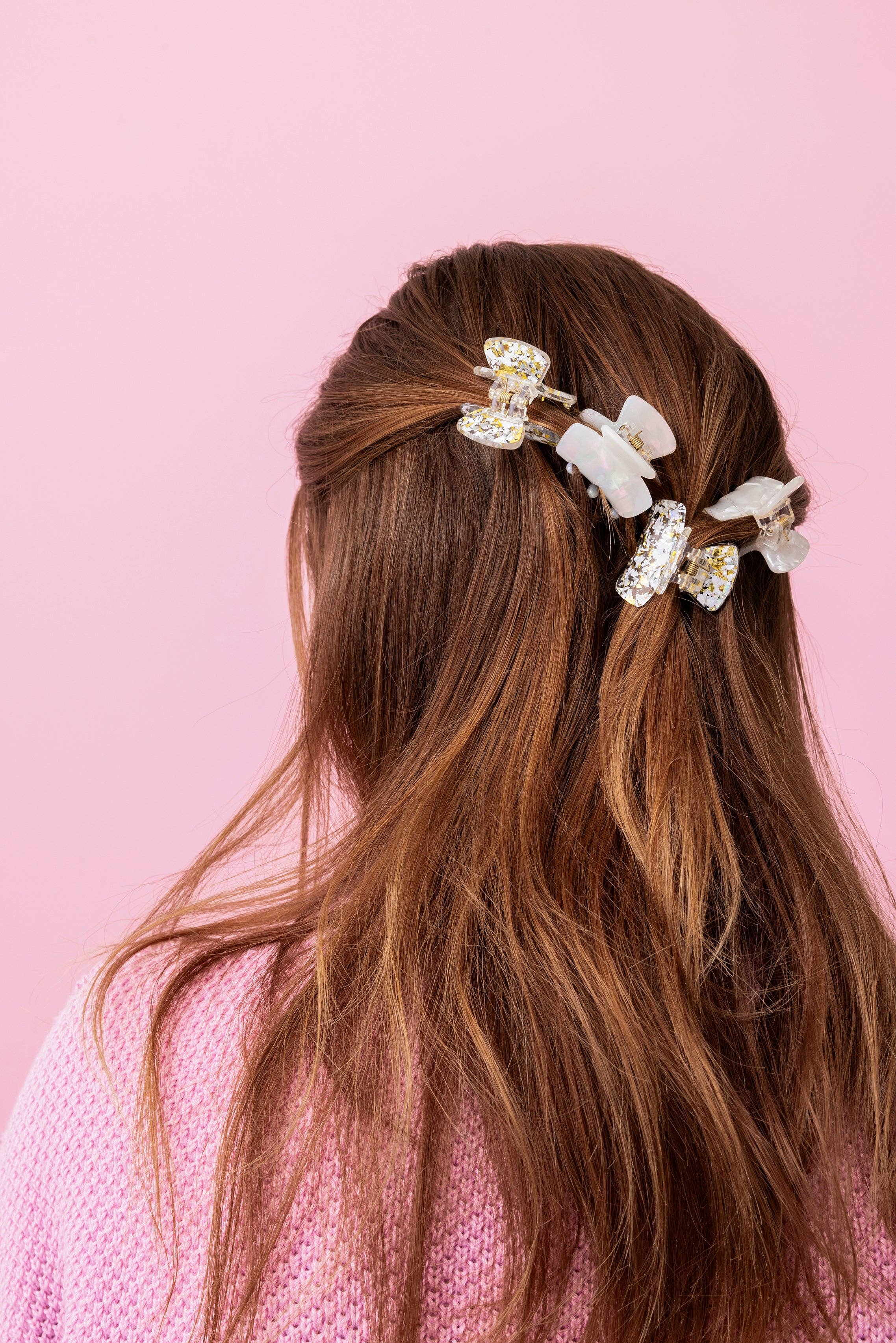 FOR FUN - Claw Hair Clip Set - Mini - Asst Pearl - 4 Pc Set