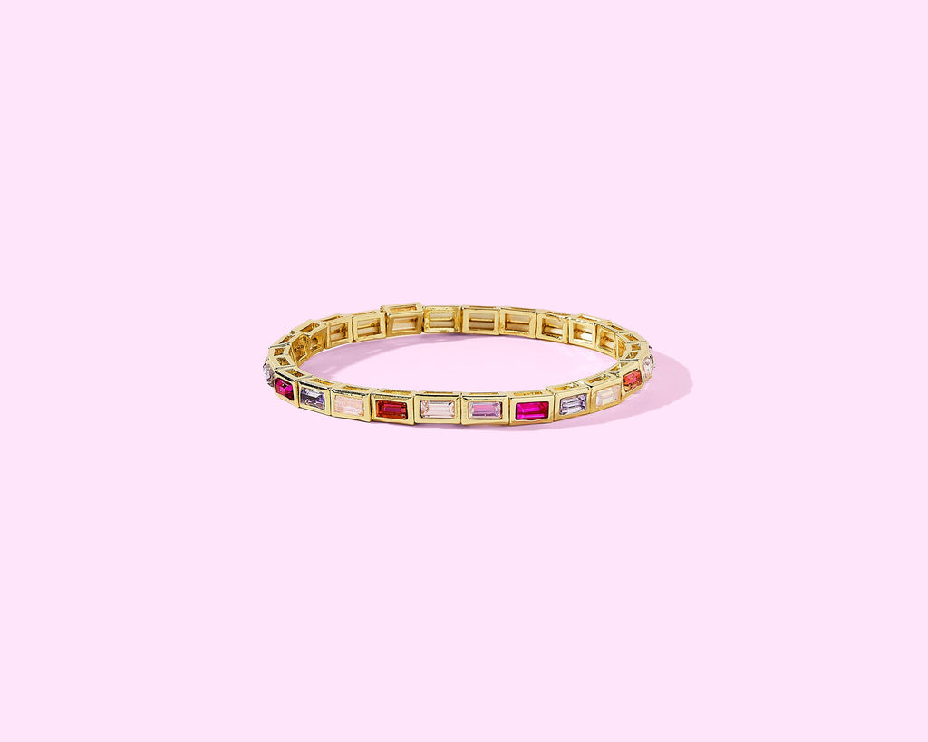 Enamel Stretch Bracelet - Assorted Styles - Love: 14K Gold-Plated w/Pearl Hearts - Amore