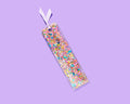 Bookmark - Happy Confetti + Purple Gingham Ribbon