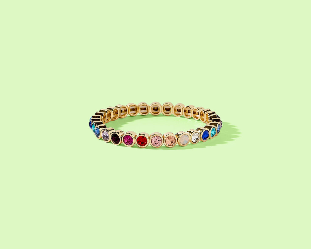 Enamel Stretch Bracelet - Assorted Styles - Love: 14K Gold-Plated w/Pearl Hearts - Amore