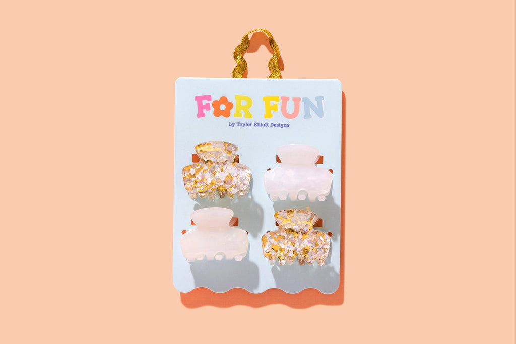 FOR FUN - Claw Hair Clip Set - Mini - Asst Pearl - 4 Pc Set