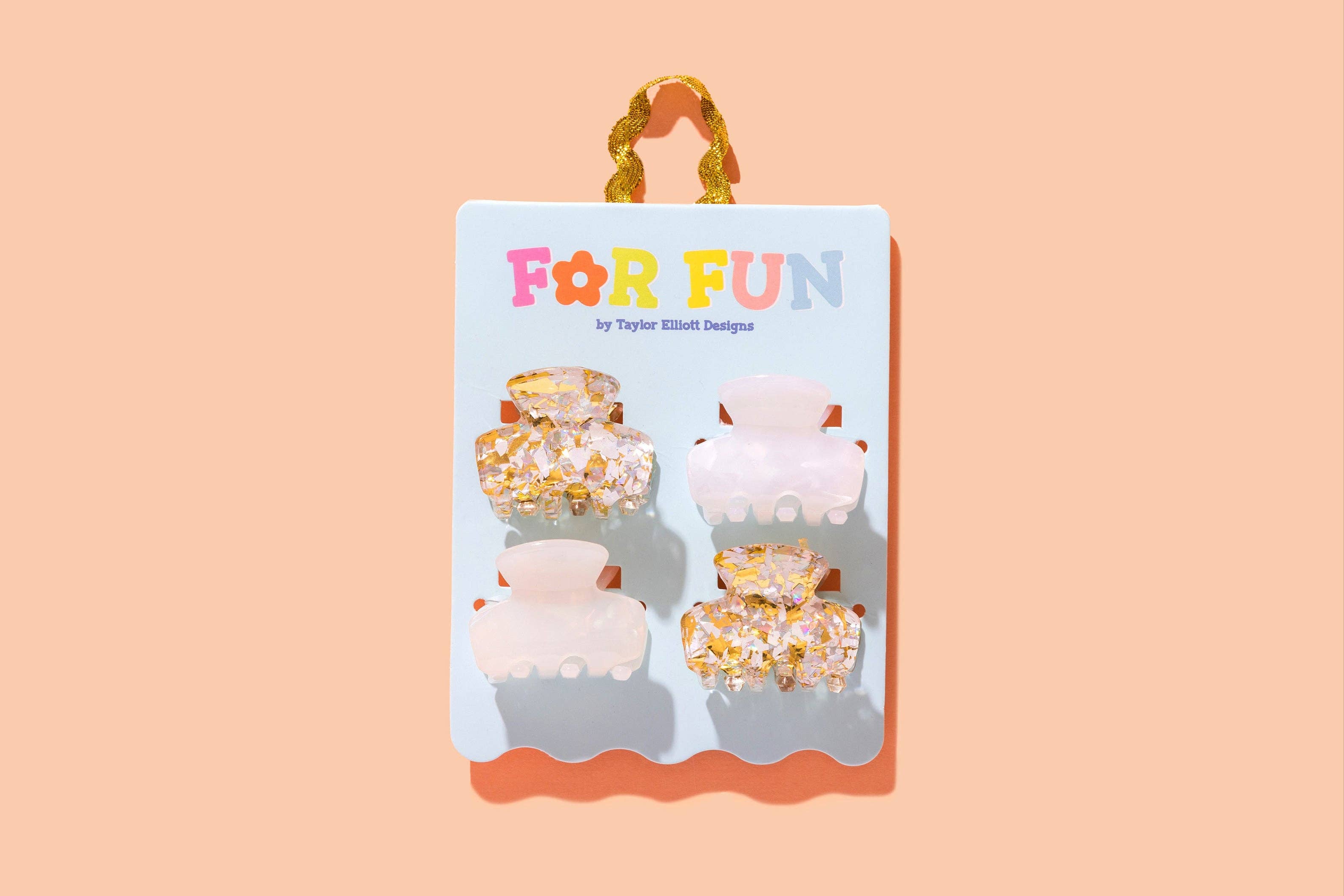 FOR FUN - Claw Hair Clip Set - Mini - Asst Pearl - 4 Pc Set