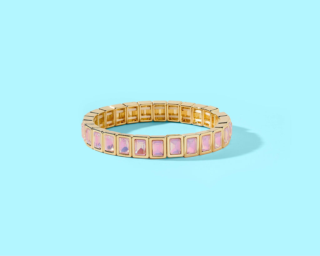 Enamel Stretch Bracelet - Assorted Styles - Love: 14K Gold-Plated w/Pearl Hearts - Amore