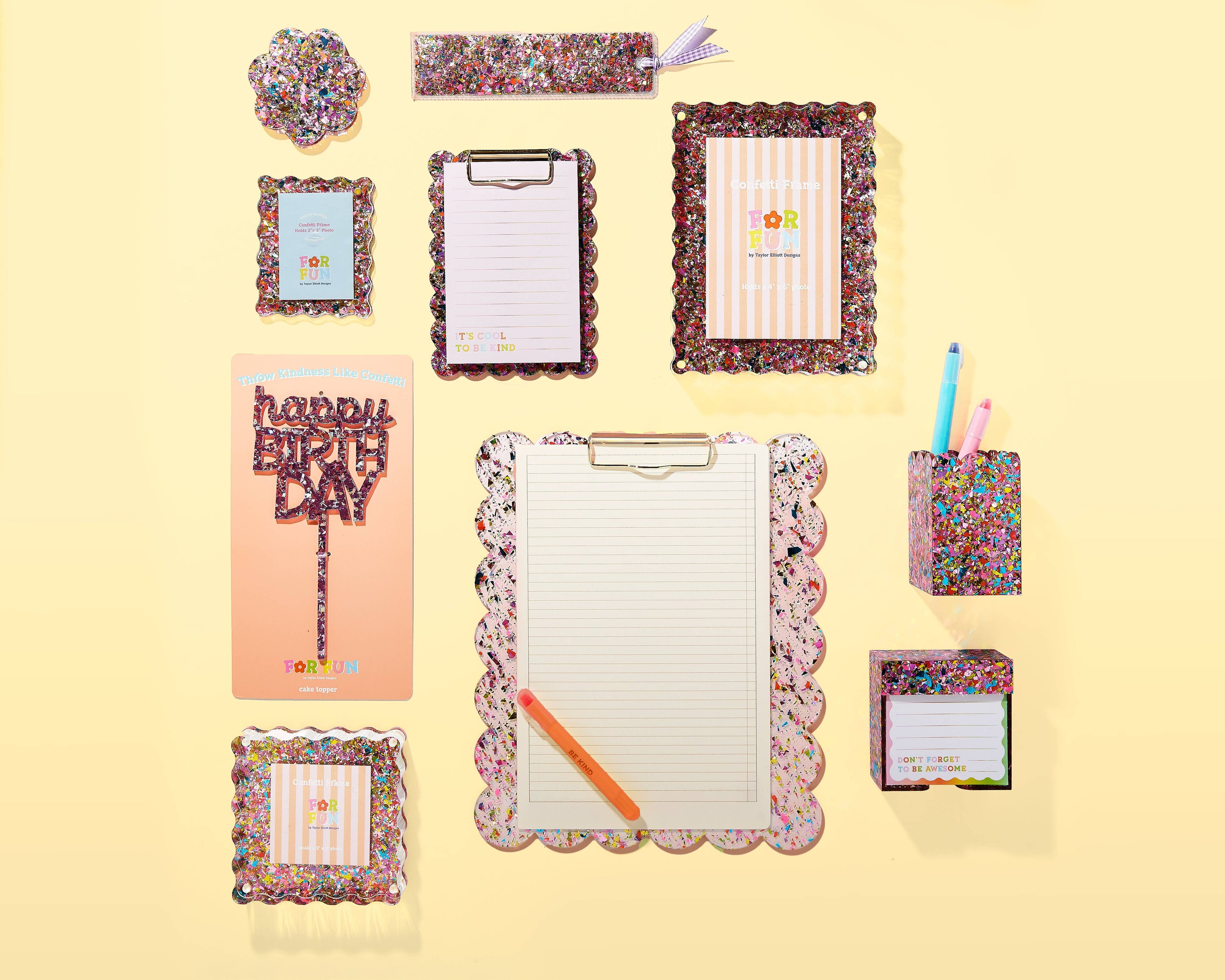 Note Holder w/ Note Paper - Happy Confetti